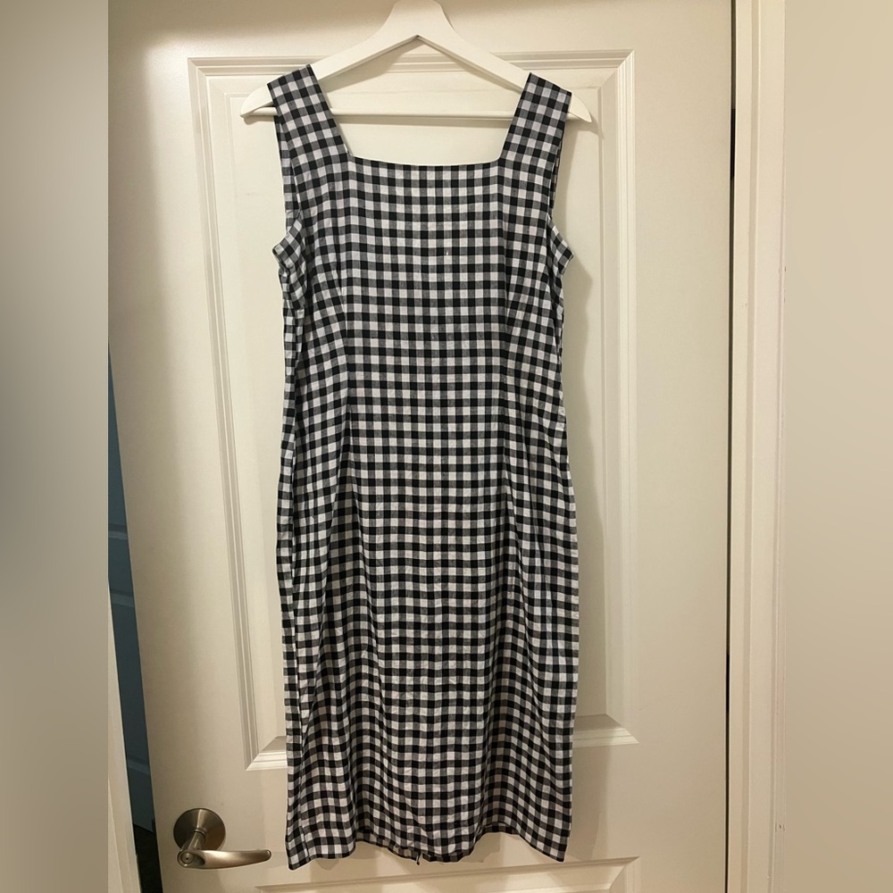 Laura Ashley Black and White Checkered Midi Dress